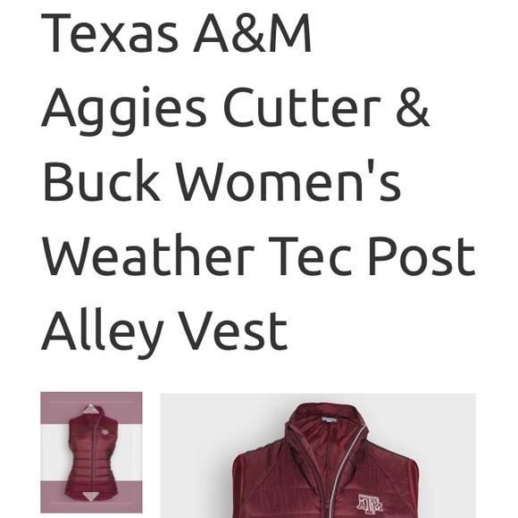 NWT Cutter & Buck Texas A&M Aggies Puffer Vest - Picture 8 of 8